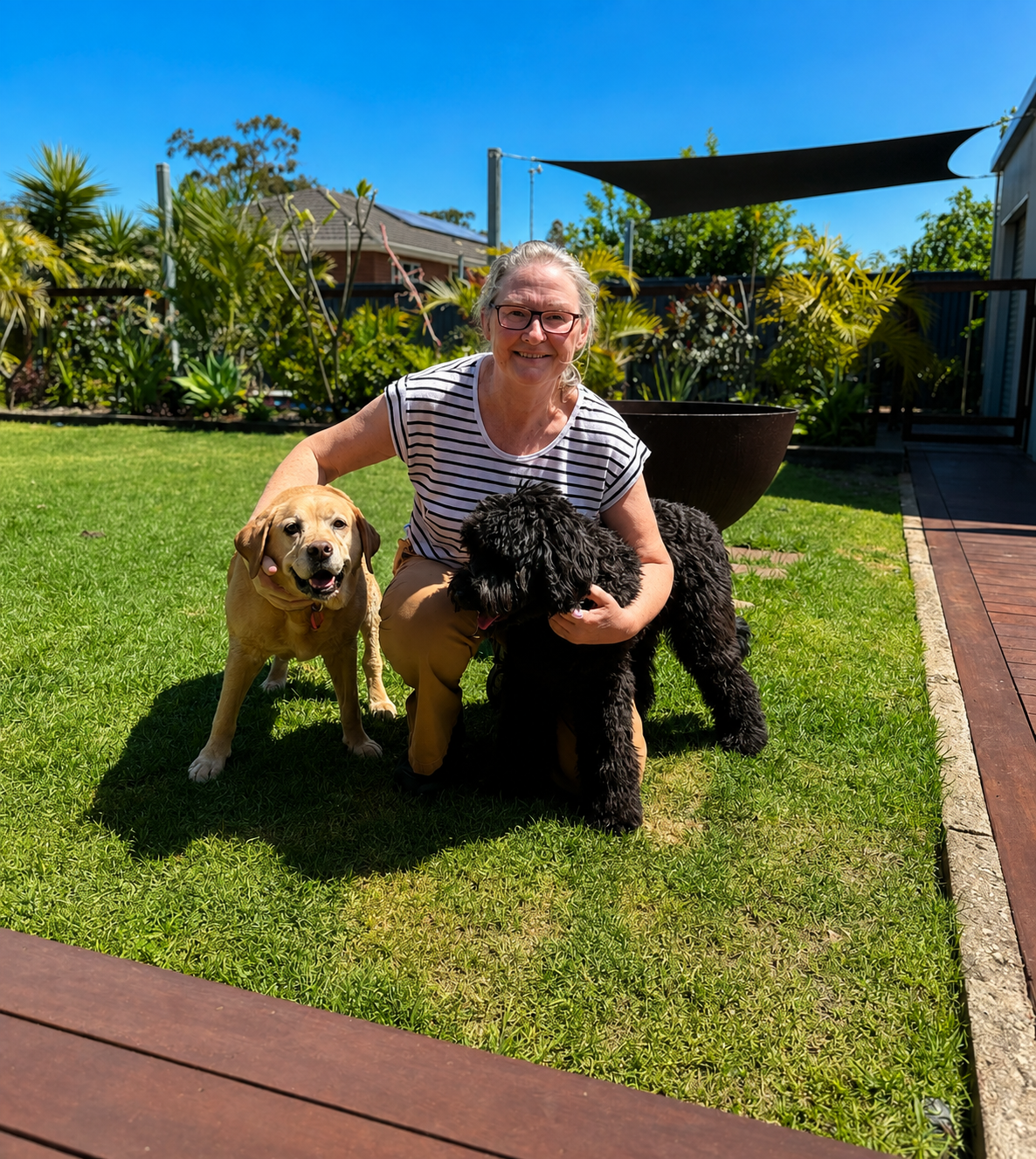 Michelle with pets